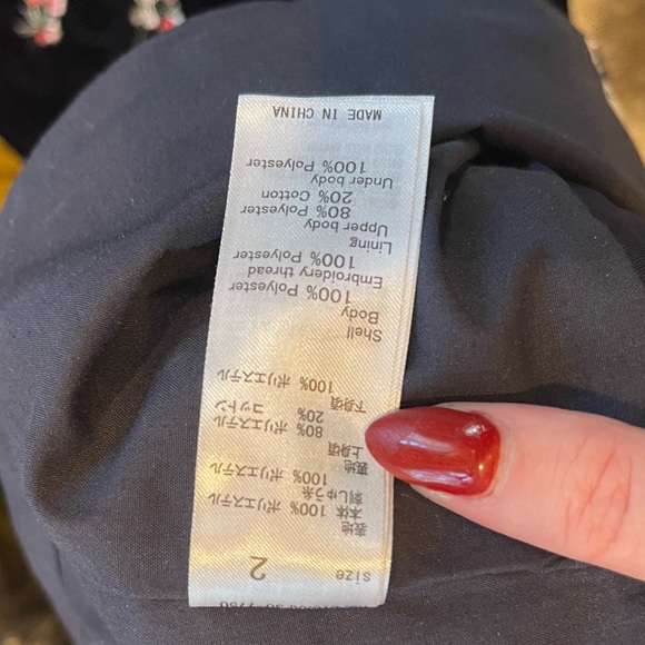 Moussy SZ 2 Navy Blue Velvet With Floral Embroidery Jumpsuit! - Picture 5 of 8